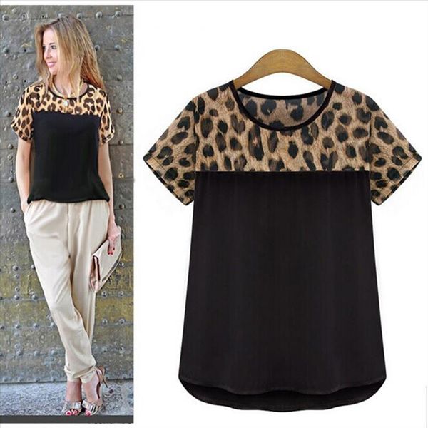 

mwwiiwwm summer style women clothing leopard chiffon blouse blusas femininas shirt camisas roupas femininas women, White
