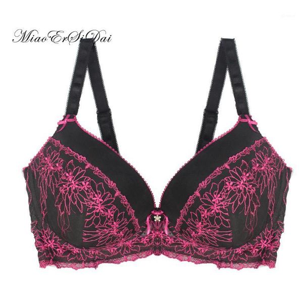 

miaoersidai plus size bra embroidery women brassiere full coverage fashion woman lingerie push-up breast underwear 36-42 d-ddd1, Red;black
