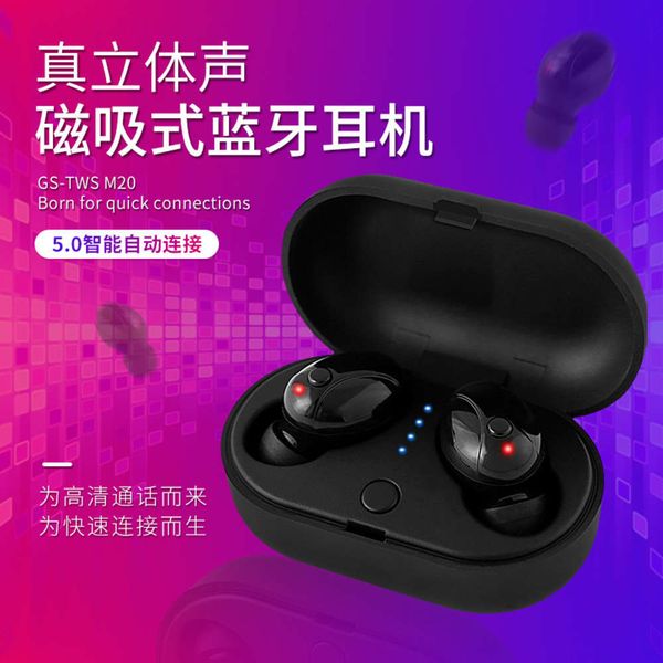 

m20 auto start true stereo charging bin binaural communication mini wirels sports earplug bluetooth headset