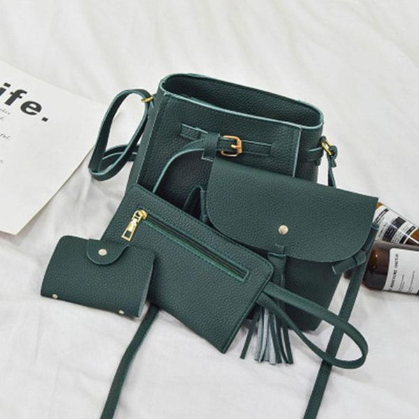 

new four-piece mother and son package 2020 korean bucket tassel women's shoulder bag ladies messenger handphone purse wild