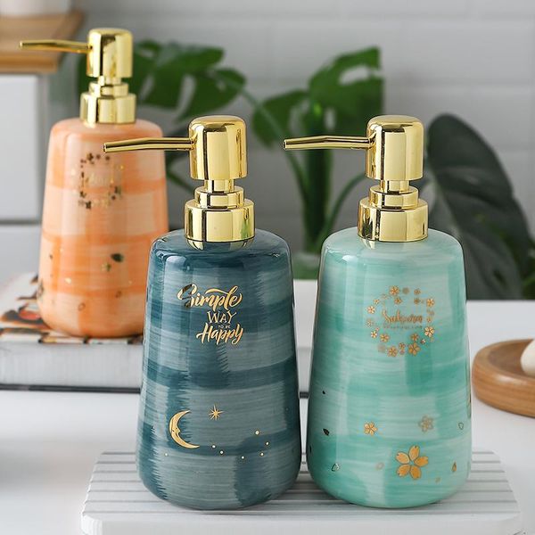 

liquid soap dispenser 400ml 4 colors ceramic hand kitchen sink container bathroom shampoo holder nail bottle