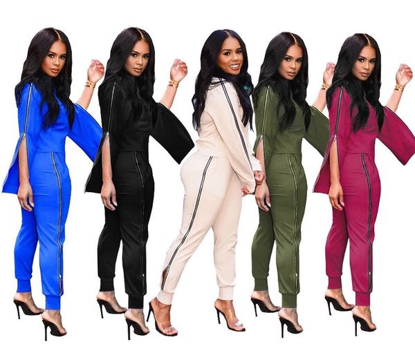 

l8108 women 2 clothing fashion solid color long sleeve o neck casual two piece set