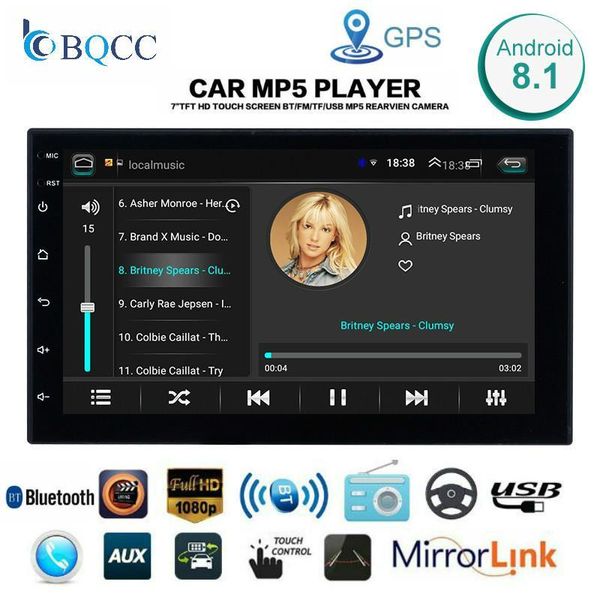 

universal android 8.1 7" 2din car radio touchscreen gps multimedia player bluetooth stereo radio support mirror link rear camera1