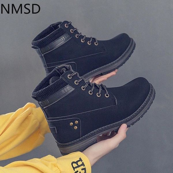 

spring/autumn 2020 new women boots riding, equestrian ankle boots low (1cm-3cm) platform lace-up plus size 36-41 #fz5e, Black