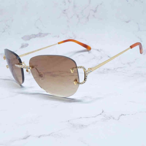 

2022 factory wholesale luxury rhinestones men women sun diamond oval shades rimless fashion big, White;black