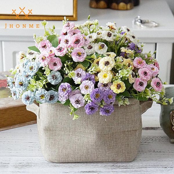 

decorative flowers & wreaths mini roses bundle home party wedding fall decoration mariage 5heads fake room table decor flores high quality