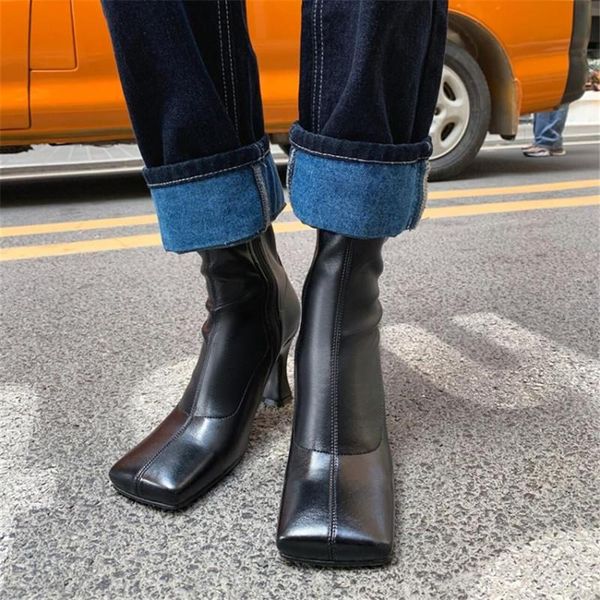 

pxelena new designer celebrity high heels ankle boots women party dress date office lady shoes 2020 autumn winter boots fashion, Black