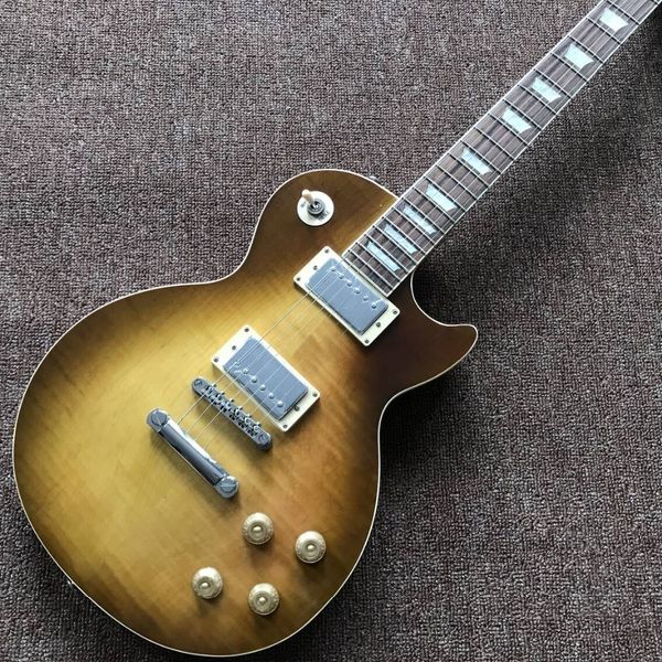 

новый стандарт на заказ sunburst tiger flame электрического guitar.custom gitaar, ручная работа 6 струна guitar.one части шеи и body.real фо