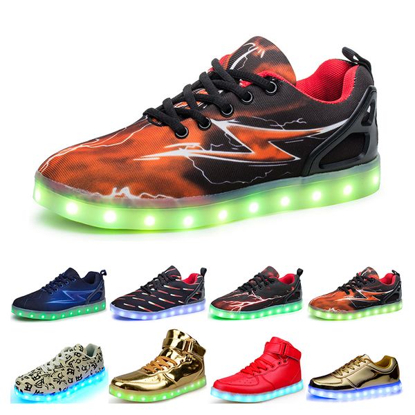 

casual luminous shoes mens womens big size 36-46 eur fashion breathable comfortable black white green red pink bule orange six