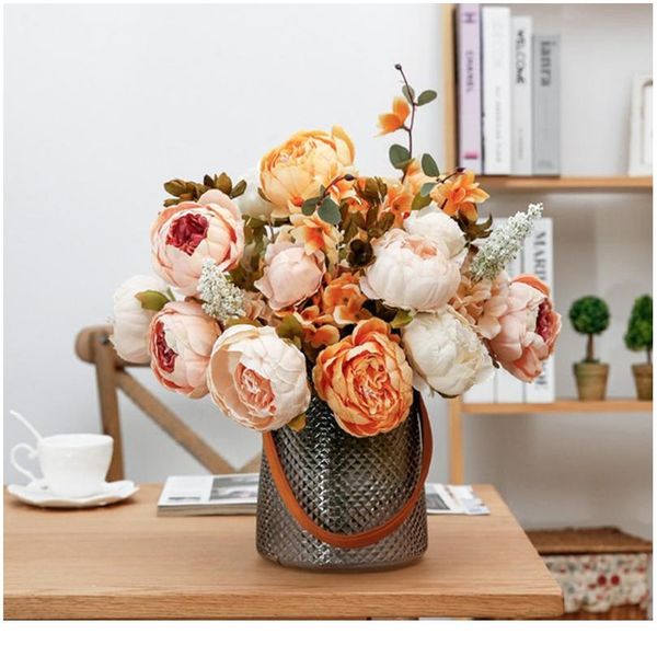 

1bouquet 13 heads artificial peony decorative party silk fake flowers peonies for home l decor diy wedding decoratio bbybki