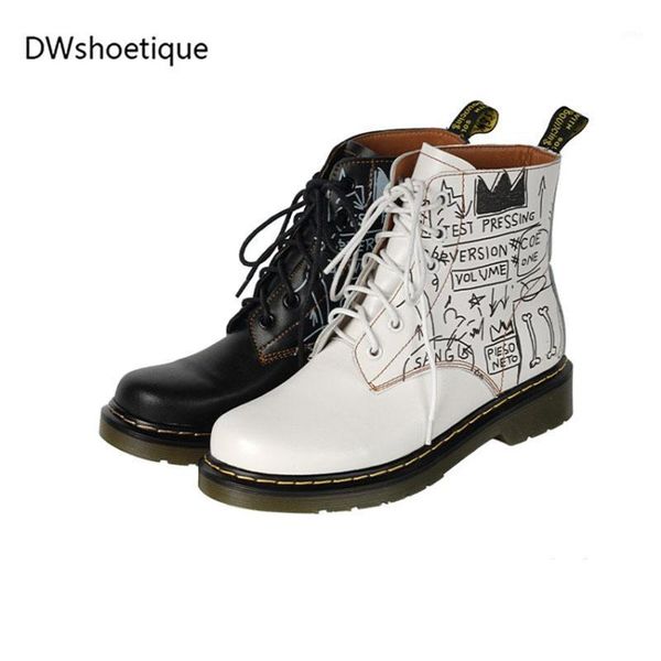 

boots fashion cartoon women genuine leather lace up ankle boots1, Black