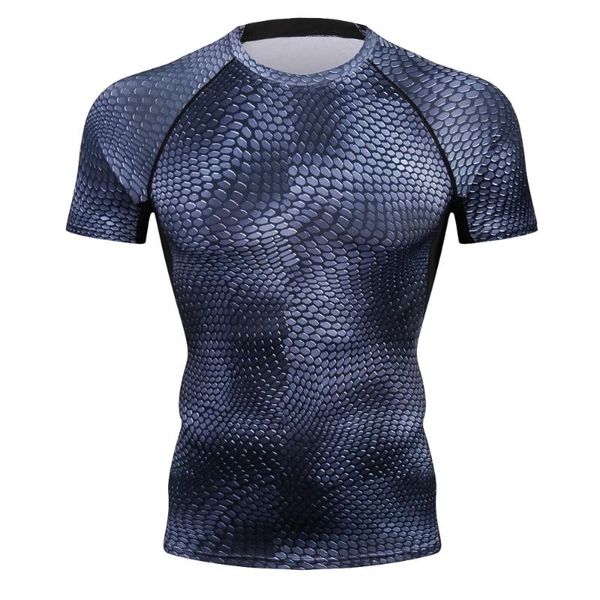 

2020 new men compression 3d print tight t-shirt cool high elastic quick-drying fitness short sleeve t shirts shapers, White;black