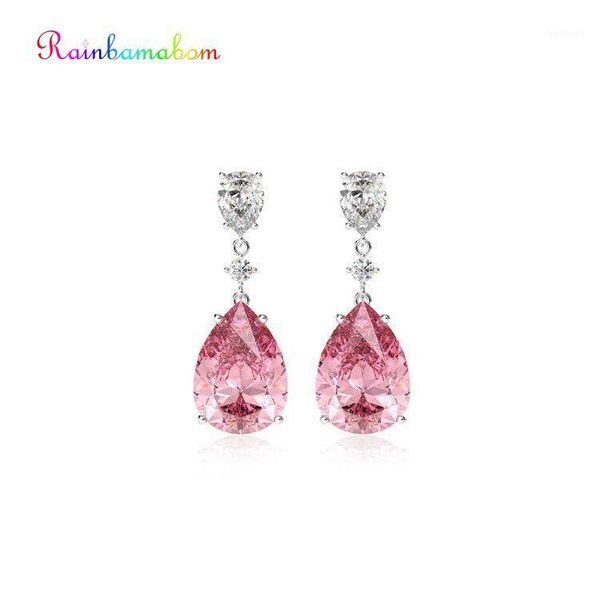 

dangle & chandelier rainbamabom romantic 925 sterling silver pear water drop sapphire gemstone diamonds earrings fine jewelry wholesale1