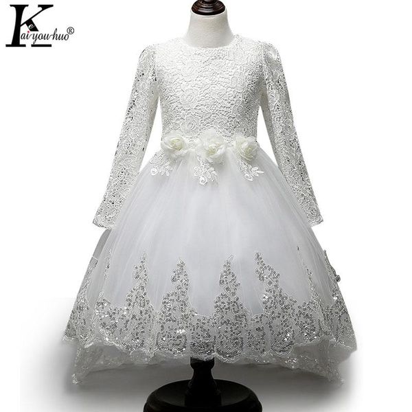 

children clothes new kids dresses for girls lace long sleeve autumn party dress bow-knot princess wedding dress vestido infantil, Red;yellow