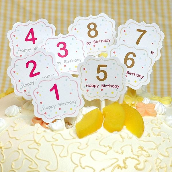 

pink color cake er flag with number from 0 to 9
