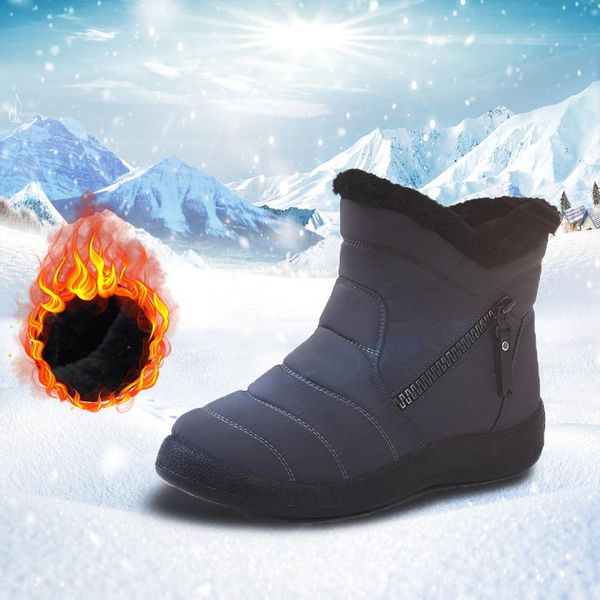 

women's winter footwear zipper fashion boots woman 2020 brand designer woman shoes waterproof chunky boots for women botas mujer, Black