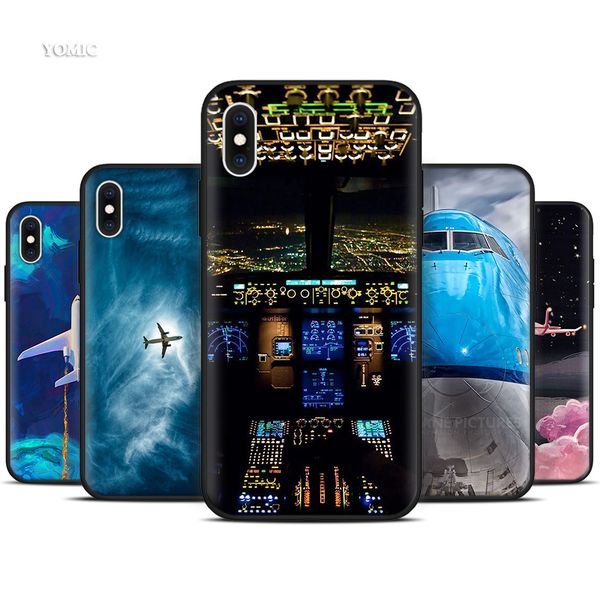 

silicone black case for iphone 7 11 pro xr 6 x xs max 8 6s plus 5 5s se 2020 7plus 11pro mobile phone aircraft plane airplane