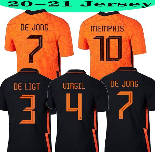 

2020 2021 netherlands soccer jerseys 20 21 holland de jong virgil promes memphis men kids uniform football shirts, Black;yellow