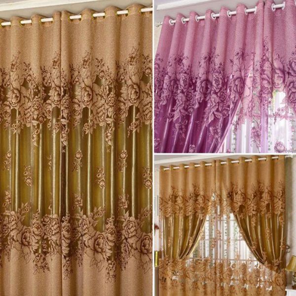 

curtain & drapes simple and modern european peony pattern voile curtains tulle sheer valances semi shading fancy yarn home decor