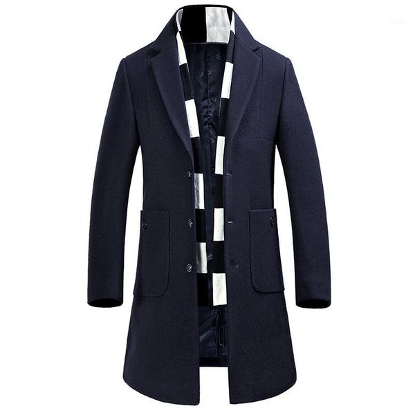 

2017 new casual long casaco inverno masculino slim detachable scarf chaquetas y abrigos largos invierno wool1, Black