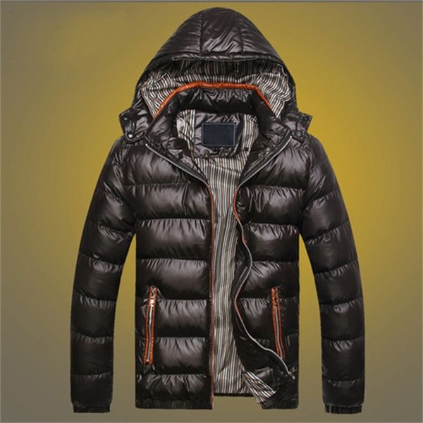 

2021 new fashion british men's winter jacket thick male parka 5 colors outwear wild cotton hoodie jf58, Black