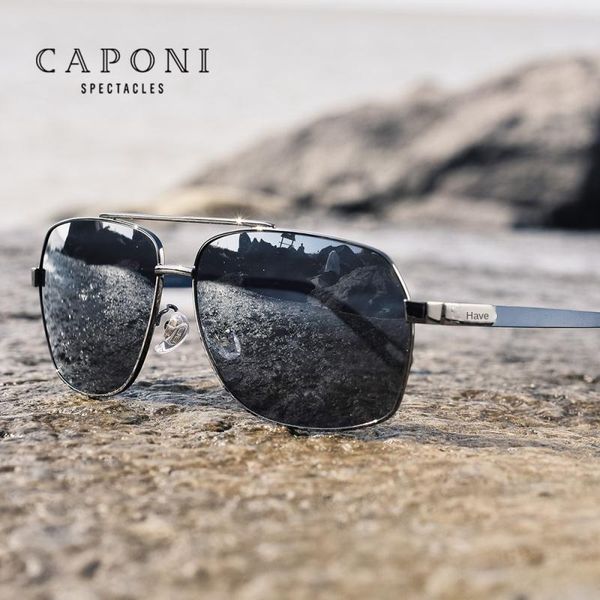 

square high sunglasses fashion men polarized lenses sun glasses vintage for caponi eyewear male quality driving shades cp8002 olwjb, White;black