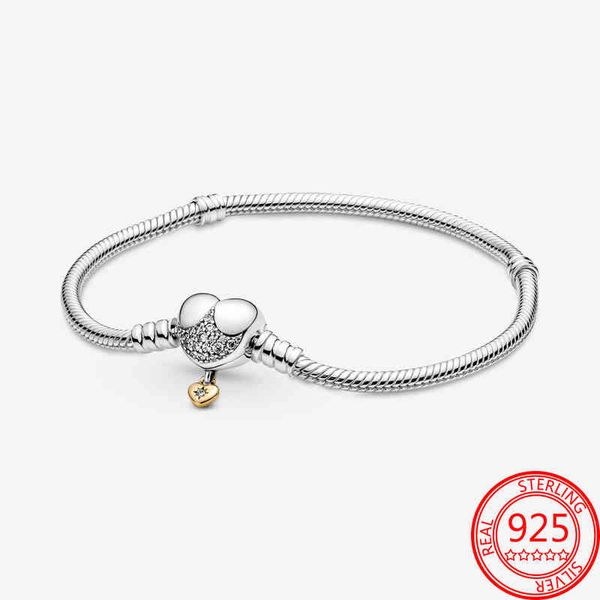

trendy new cartoon minie head dangle clasp classin basic chain for charm bracelet s925 silver jewelry women, Golden;silver