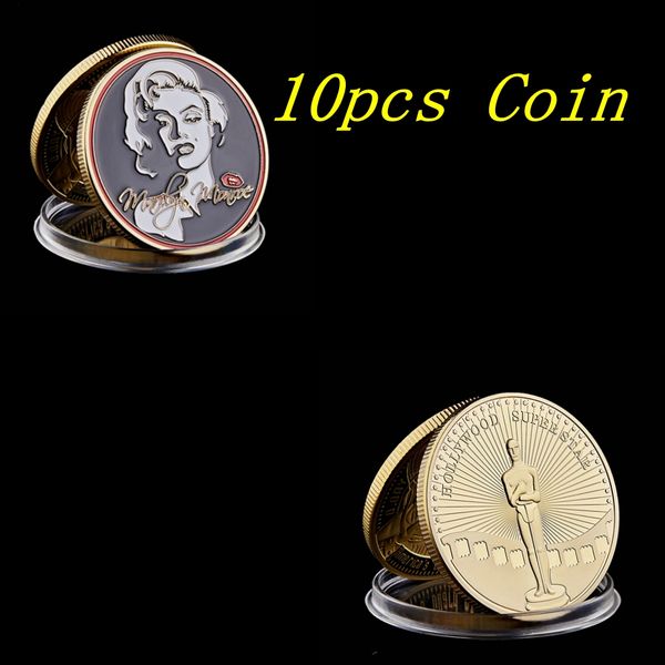 

10pcs usa hollywood movie super star marilyn monroe actor 24k gold plated souvenir value token coin