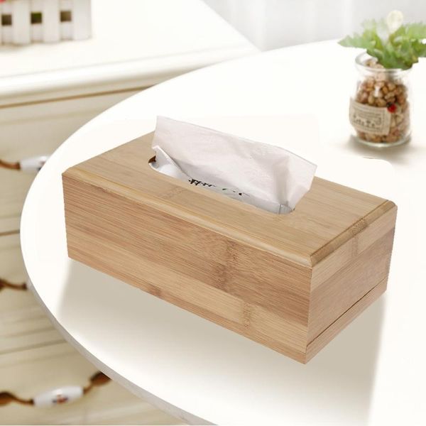 

2 sizes bamboo tissue box car home rectangle shaped tissue container towel napkin holder for home office desk