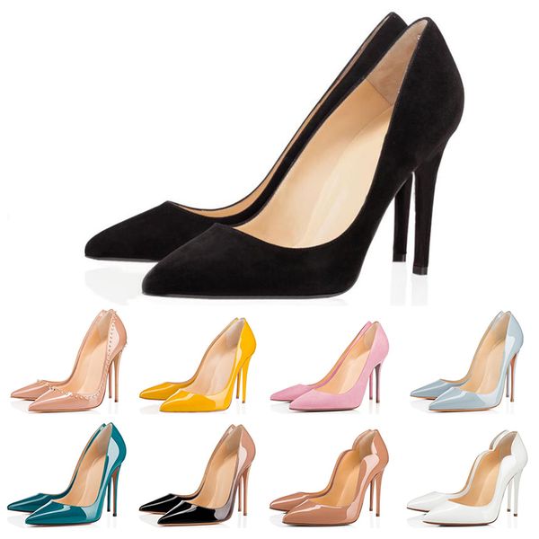 

red bottom women high heels party wedding triple black nude yellow pink glitter spikes studes toes pumps dress shoes size 35-42