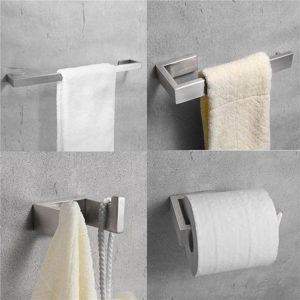 

sus 304 stainless steel brushed bathroom hardware set towel bar towel ring toilet paper holder robe hook bathroom accessories bbywdx