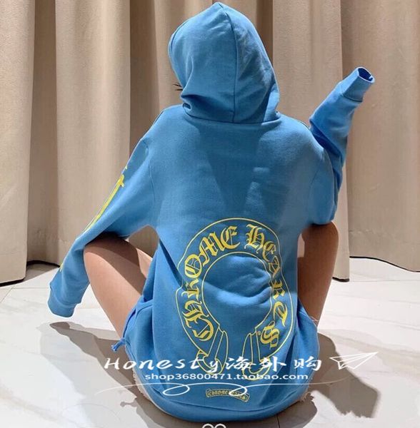 

chromehearts crosin miami blue cross horseshoe мужская и женская свитер с капюшоном, White