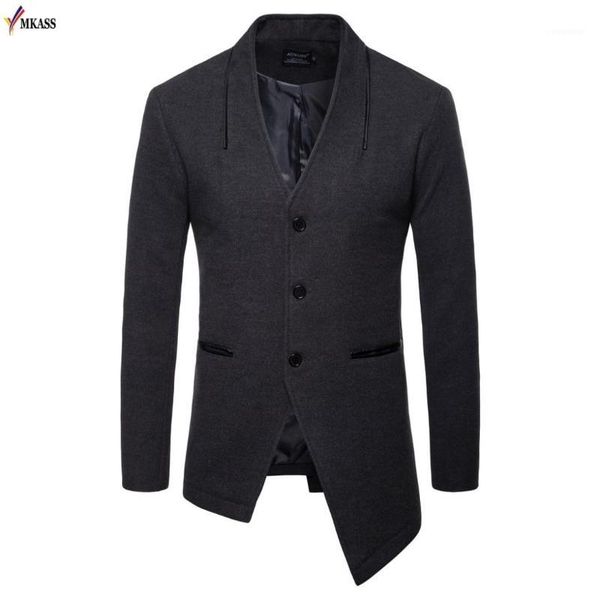 

2018 new mens autumn trench coats fashion casual classic men blazers woolen coat fit turn-down collar jackets coats for male1, White;black
