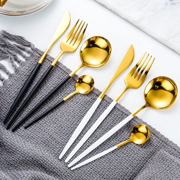

matte gold silverware set 4piece stainless steel flatware kit kitchen utensil tableware cutlery set for dishwasher safe kimter-c304fz