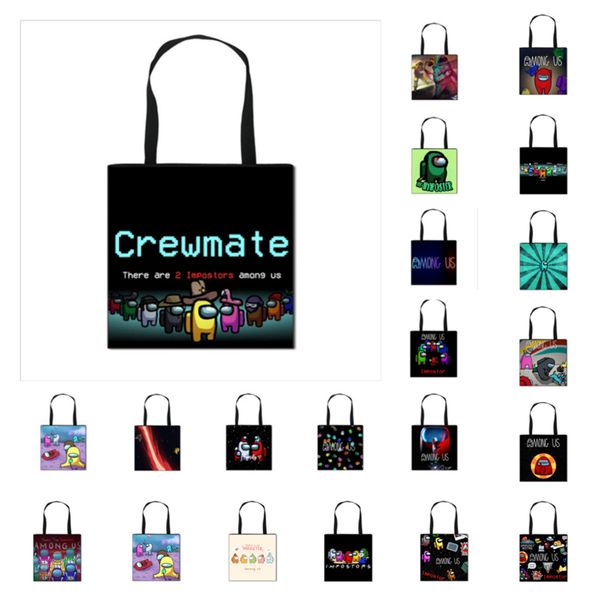 

game among us handbag totes cartoon anime printed handbags luxurys designers bags crossbody one shoulder bag large shopping bag e123006, Black