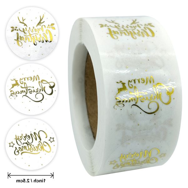 

clear gold foil merry christmas stickers seals labels for thank you invitation cards gifts bakery envelopes shopping packaging