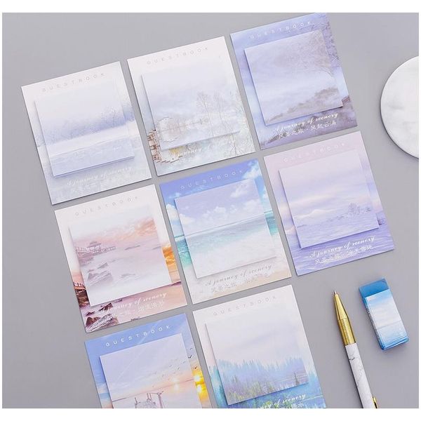 

mohamm 30sheets creative scenery tour can tear up sticky notes memo pad fresh students school stationery supply f wmtrlq