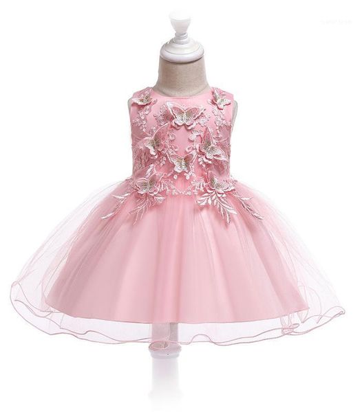 

girls dress flower butterfly applique princess dresses for girls birthday present party clothes kids christmas costume1, Red;yellow