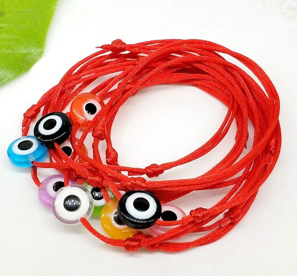 

factoryhm6x100pcs/lot hamsa mixed lucky red eye string evil cord adjustable bracelet diy jewelry