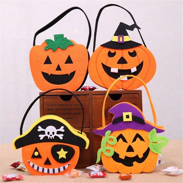 

skull pumpkin halloween candy witch props tote decorative non-woven felt fabric bag for kids festival celebration