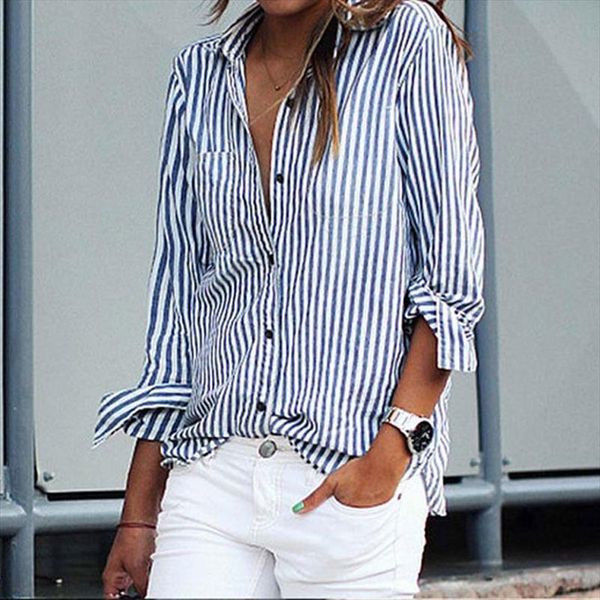 

2021 striped shirt women long sleeve oversized shirts feminina large sizes female office shirt blouse xxxxl xxxxxl, White