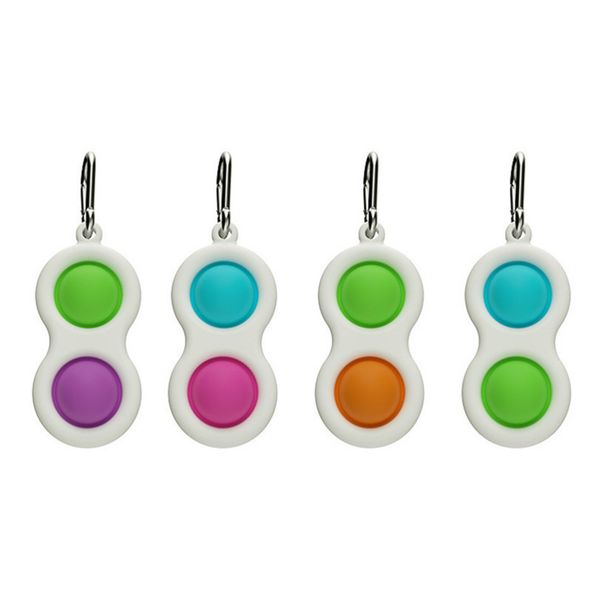 

100pcs/dhl push bubble keychain kids novel fidget simple dimple toy pop it fidget toys key holder rings bag pendants for kids h2106