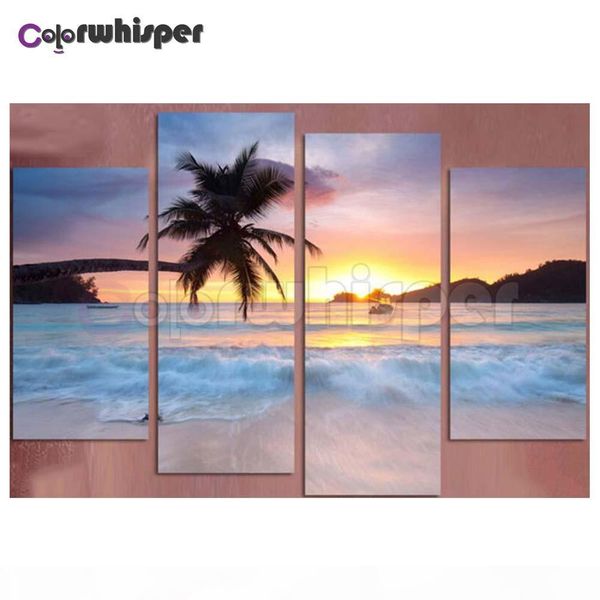 

4pcs diamond painting full square round drill seaside sunset beach 5d daimond painting embroidery cross stitch mosaic z294