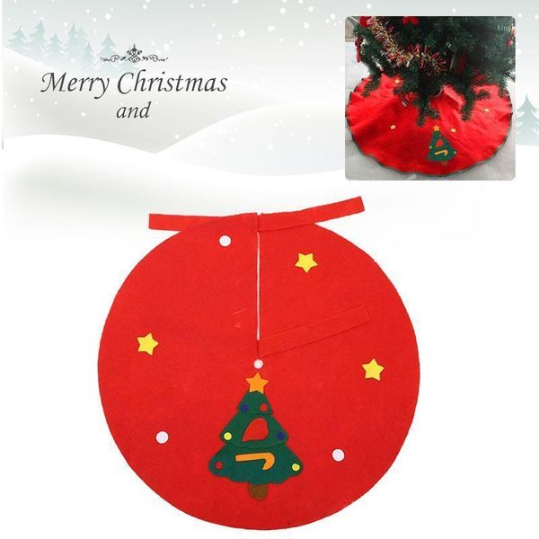 

red 90cm non-woven christmas tree skirts aprons decoration ornament creative1
