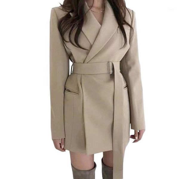 

2020 women outerwear & coats jackets women slim winter warm wool lapel long trench parka overcoat coats and jackets1, Black;brown
