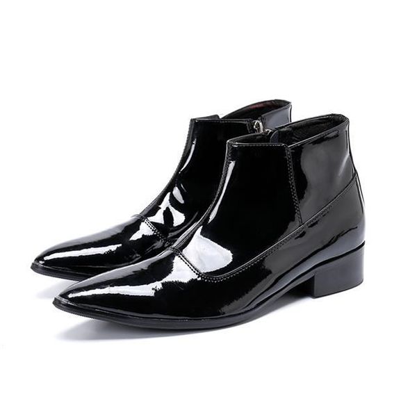 

2020 men's bright leather ankle finger at and winter boots fsjm, Black