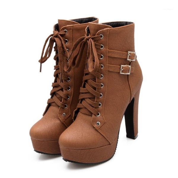 

women's leather boots female shoes round toe luxury designer boots-women ladies low rubber mid calf fashion 2020 high1, Black
