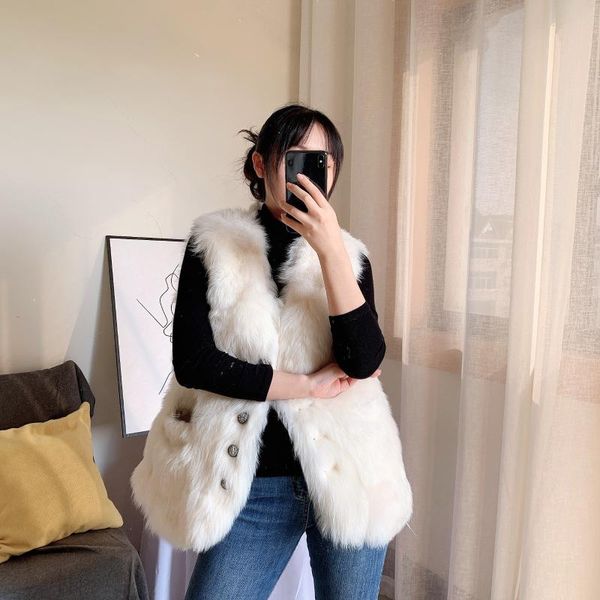

women's fur & faux 2021 autumn and winter tuscany wool lamb vest women short young fashion jacket, Black