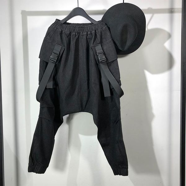 

owen seak men denim harem jeans high street men's clothing coated autumn straight men solid jeans pants size xl1, Blue