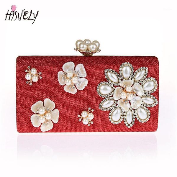 

evening bags 2021 arrived women clutch flower chain shoulder pearl dinner bag day party purse small square wy1101